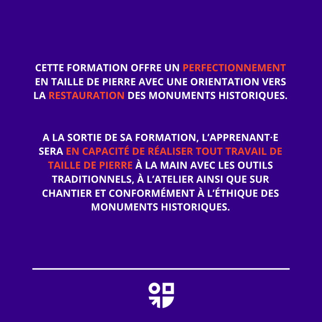 CFASaintLambert's tweet photo. Découvrez notre formation unique en France, le Brevet Professionnel Tailleur de Pierre Monuments Historique. 
#tailleurdepierre #monumentshistoriques #bptpmh https://t.co/X0RYxM7cZs