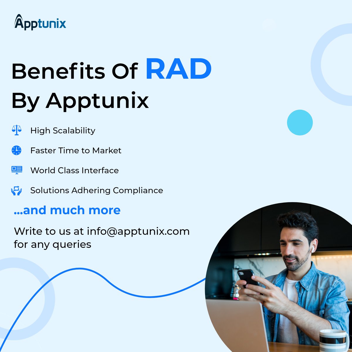 ApptunixUS's tweet image. Time-to-market is always a problem for #Entrepreneurs who want to launch their ideas ASAP. But, not anymore!
Apptunix presents the #RAD framework to help agile #ApplicationDevelopers pivot and evolve at a rapid pace to serve the increasing customers’ demand.