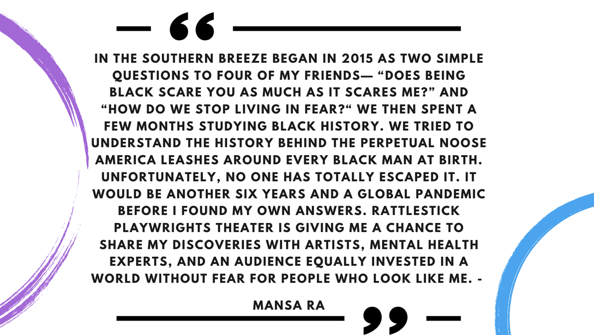 RattlestickNY's tweet photo. Fresh out of the oven - poster for In the Southern Breeze!
Today, tickets officially go on sale. Be sure to watch this auto-biographical fever dream. Written by Mansa Ra and Directed by Christopher D. Betts.
RSVP Link in Comment
#SouthernBreeze #rattlestick #offbroadway https://t.co/h4aIWoR24W