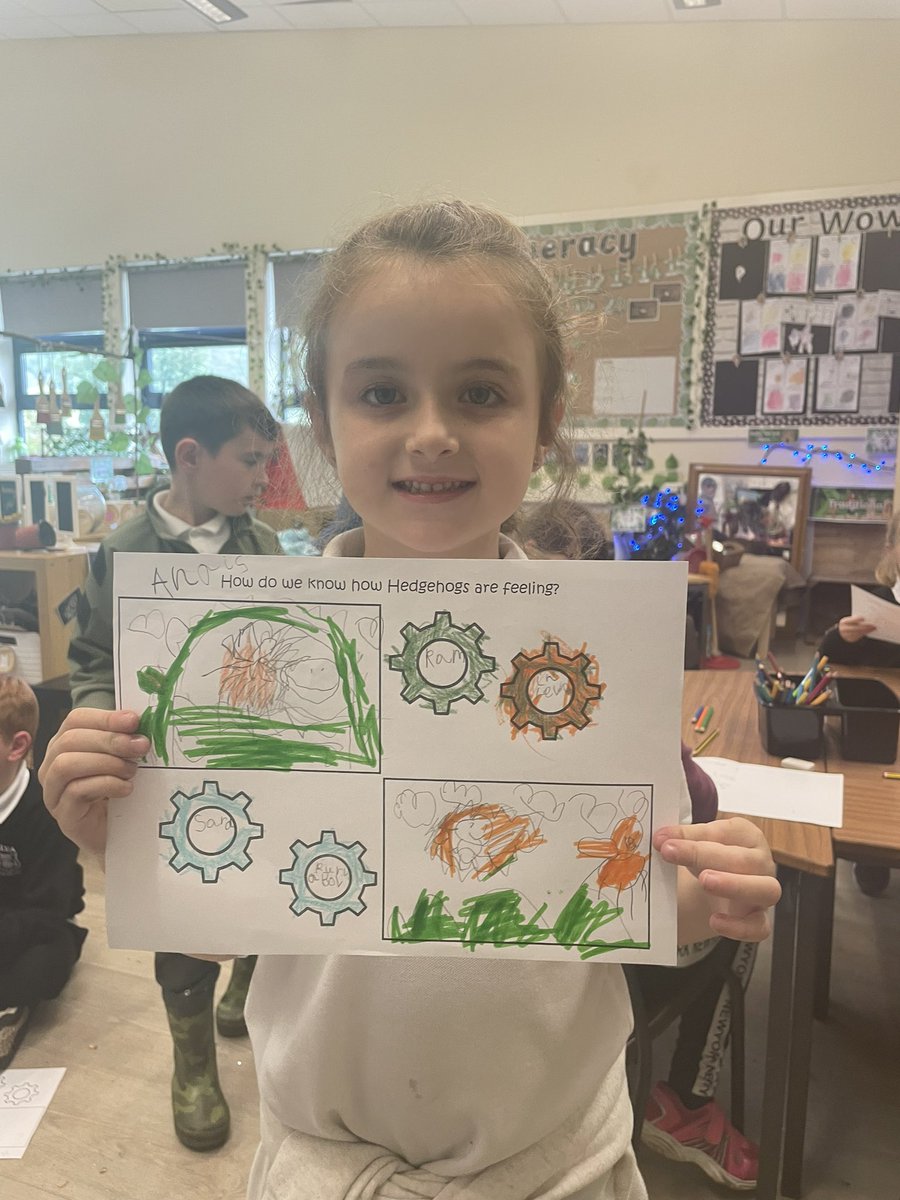 P2CH continued their Emotion Works learning by exploring the Green Cog. We learned how hedgehogs show their feelings and drew pictures of them. When they are scared, their spikes come out to warn off any danger! 🦔 @EmotionWorksCIC @AlvaPSandELC #emotionworks #greencog #orangecog