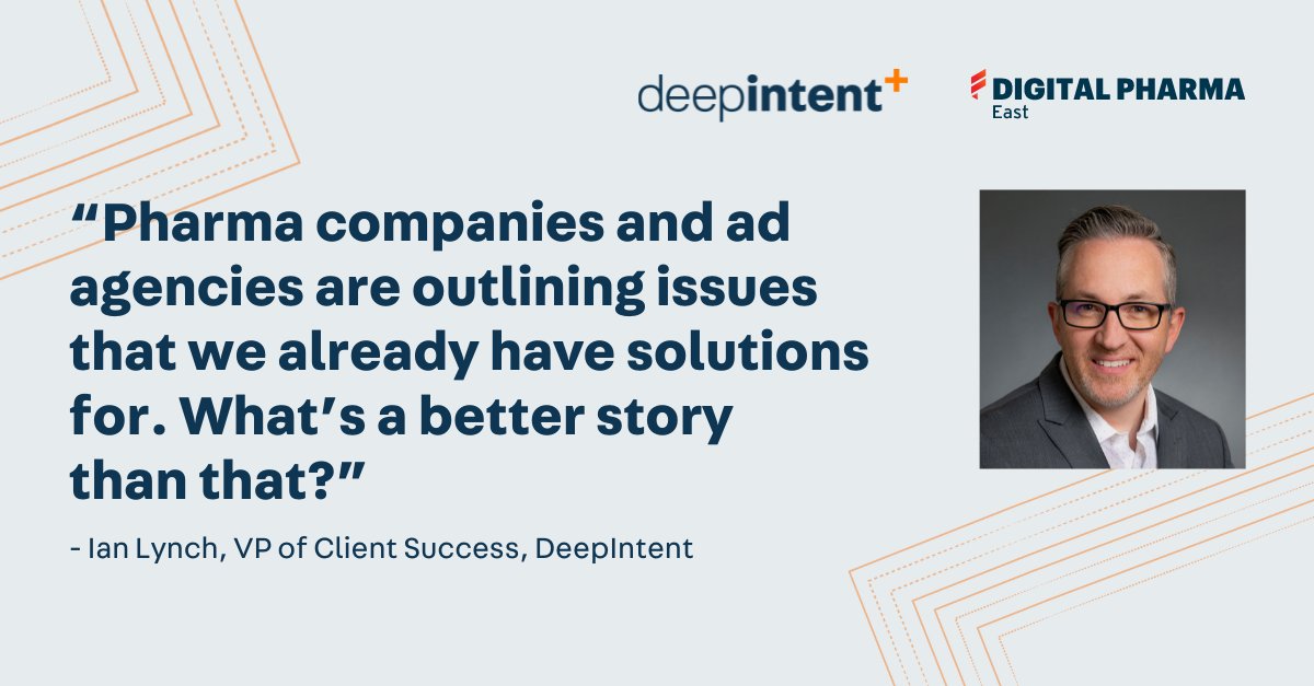 DeepIntentInc's tweet photo. What were some of the top takeaways from the DeepIntent team at Digital Pharma East yesterday? See what SVP of Strategy Carrie Craigmyle and VP of Client Success Ian Lynch had to say.

Stay tuned for more highlights from today's sessions.

#DPEAST2021 https://t.co/ctE1CEB3Sq