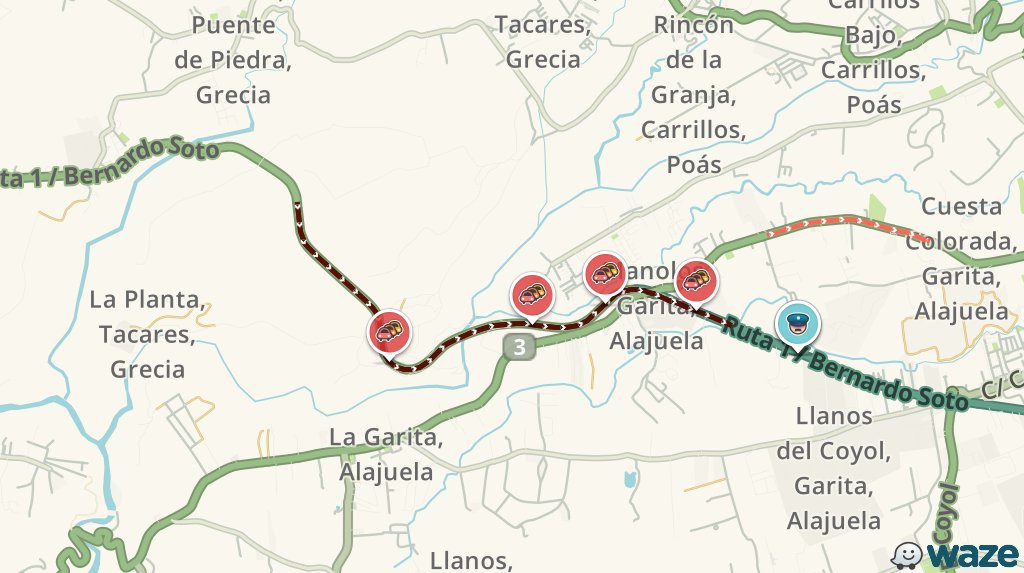 Evita Ruta 1 / Bernardo Soto #ZoomRadio919 #TraficoCR . Estarías detenido 26m más de lo habitual