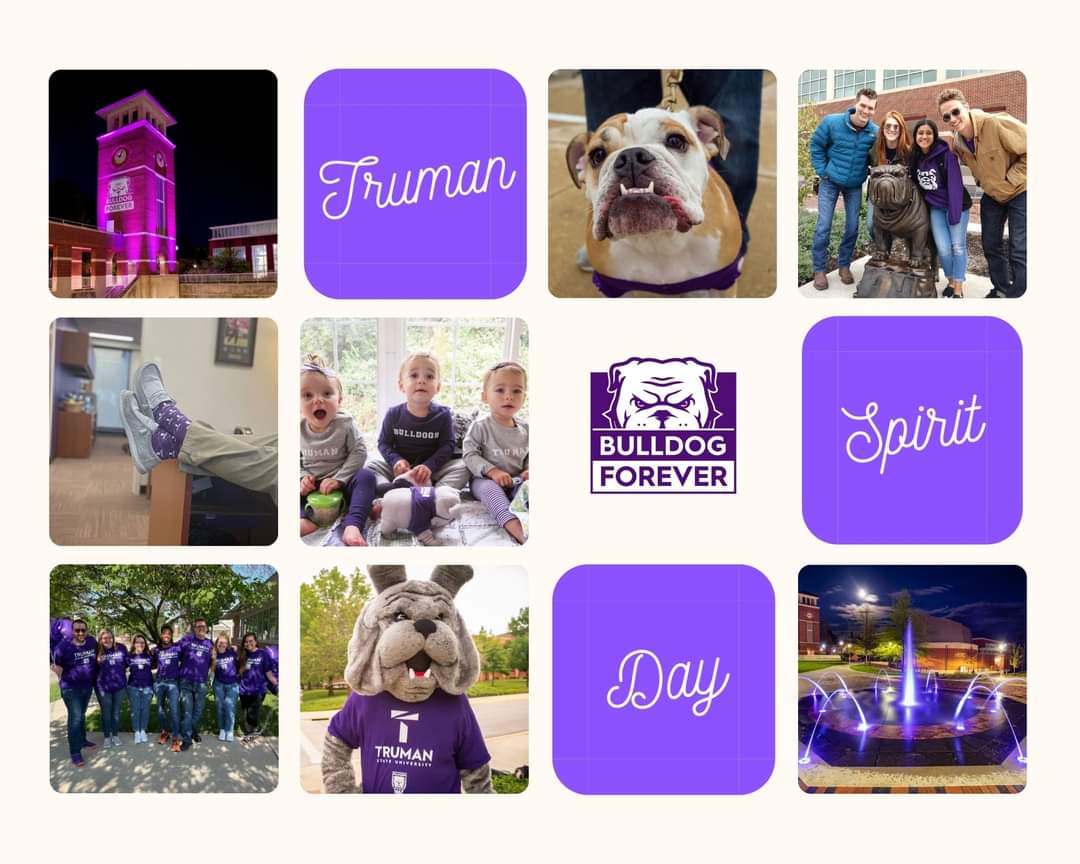 TrumanAlumniKC's tweet photo. National @TrumanState Spirit Day is this TOMORROW! 🎉 Show off your favorite Truman gear and tag it #TrumanSpiritDay and #BulldogForever on Facebook, Instagram, and Twitter to join in the fun. https://t.co/6AnZqrvQFd