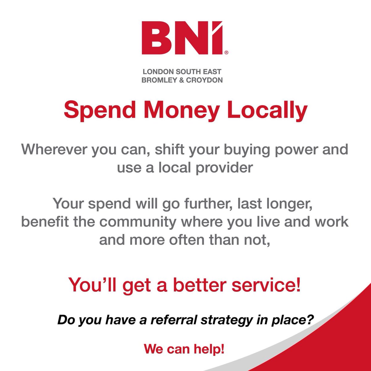 Local for life, not just for Christmas! #BNI #BNILSE #BNIisBetter #Business #SmallBusiness #SME #Networking #Referrals #BromleyBusiness #CroydonBusiness #BexleyBusiness #LewishamBusiness #GreenwichBusiness #SouthwarkBusiness #LondonBusiness #GiversGain