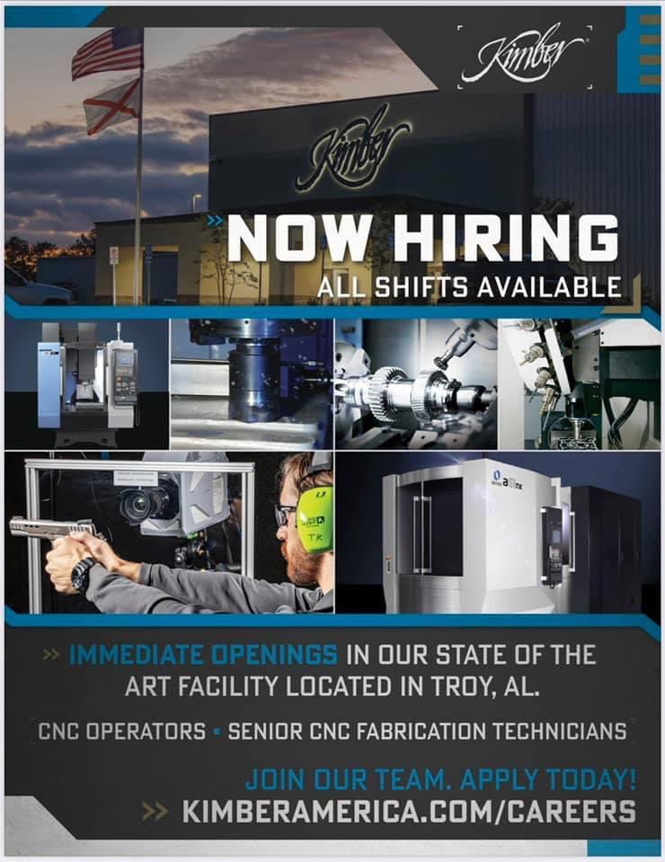 John_R_Ramage's tweet photo. #Jobs
@sealaworks 

We had a chance to connect with Kimber  at the Wiregrass Area Job Fair yesterday. There’s new HR people actively looking for applicants, and they have ALL SHIFTS open in Troy! 

#KimberAmerica #NowHiring #TroyAlabamaWorks #CNCOperators https://t.co/fdNGbEln5H