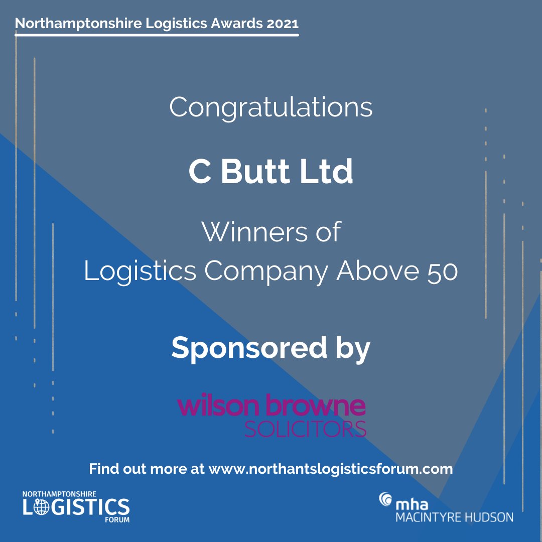 logistics_forum's tweet photo. Logistics Company of the Year (Above 50 Employees) sponsored by
@wilsonbrownelaw. 💃🏼

And the winner is... @CBUTTLTD! 🏆

Congratulations to all finalists in this category!

#LogisticsAwards #Logistics #NorthantsLogistics https://t.co/fBFcsnRqhN