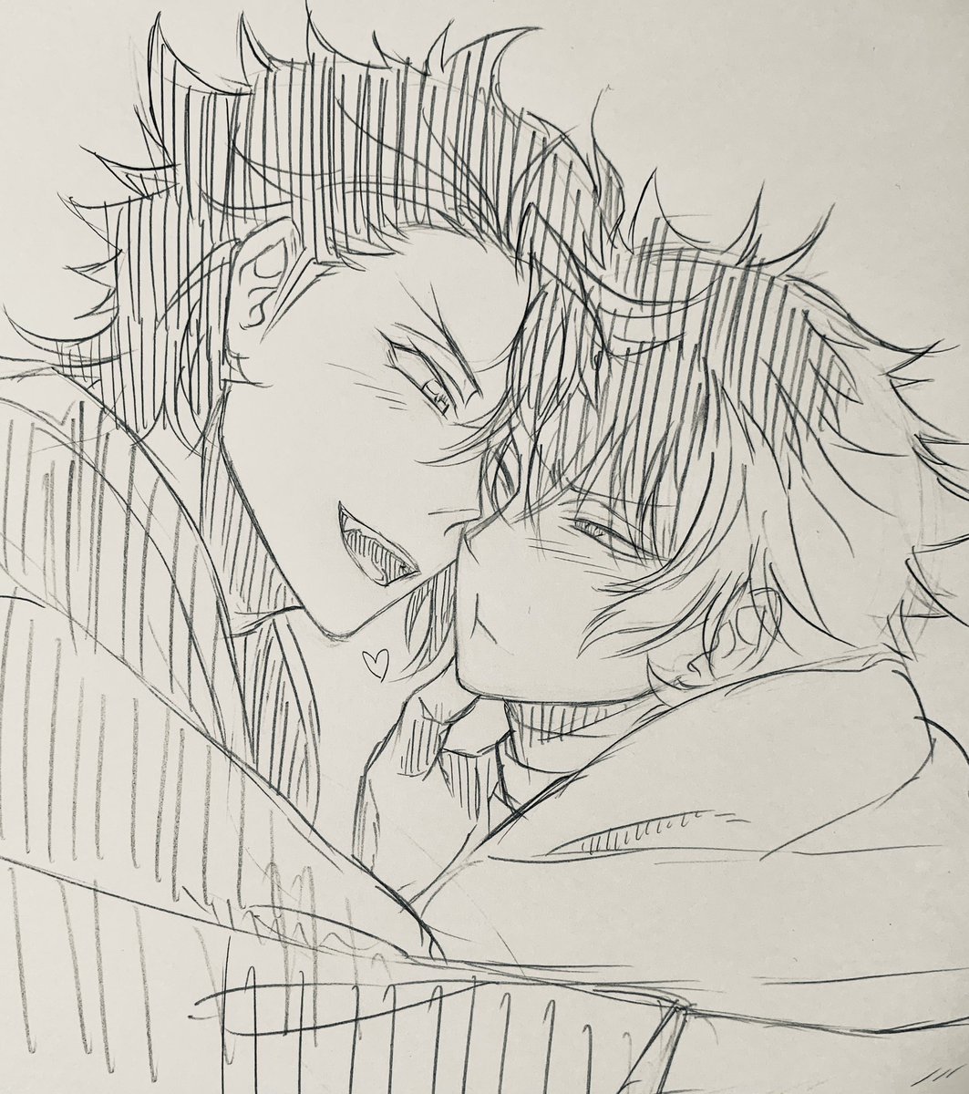 すごく顔をくっつけてるむつひぜ 