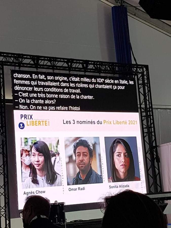 Free_Omar_Radi's tweet photo. En direct du Forum mondial Normandie pour la Paix, remise du Prix de la Liberté à @SonitaAlizadeh, lauréate 2021 du prix. Rappelons que @OmarRADI a été un des trois finalistes (sur 251 candidat-e-s)
#justicepouromaretsoulaimane
#FreeOmarRadi https://t.co/nHtVNVmGaW