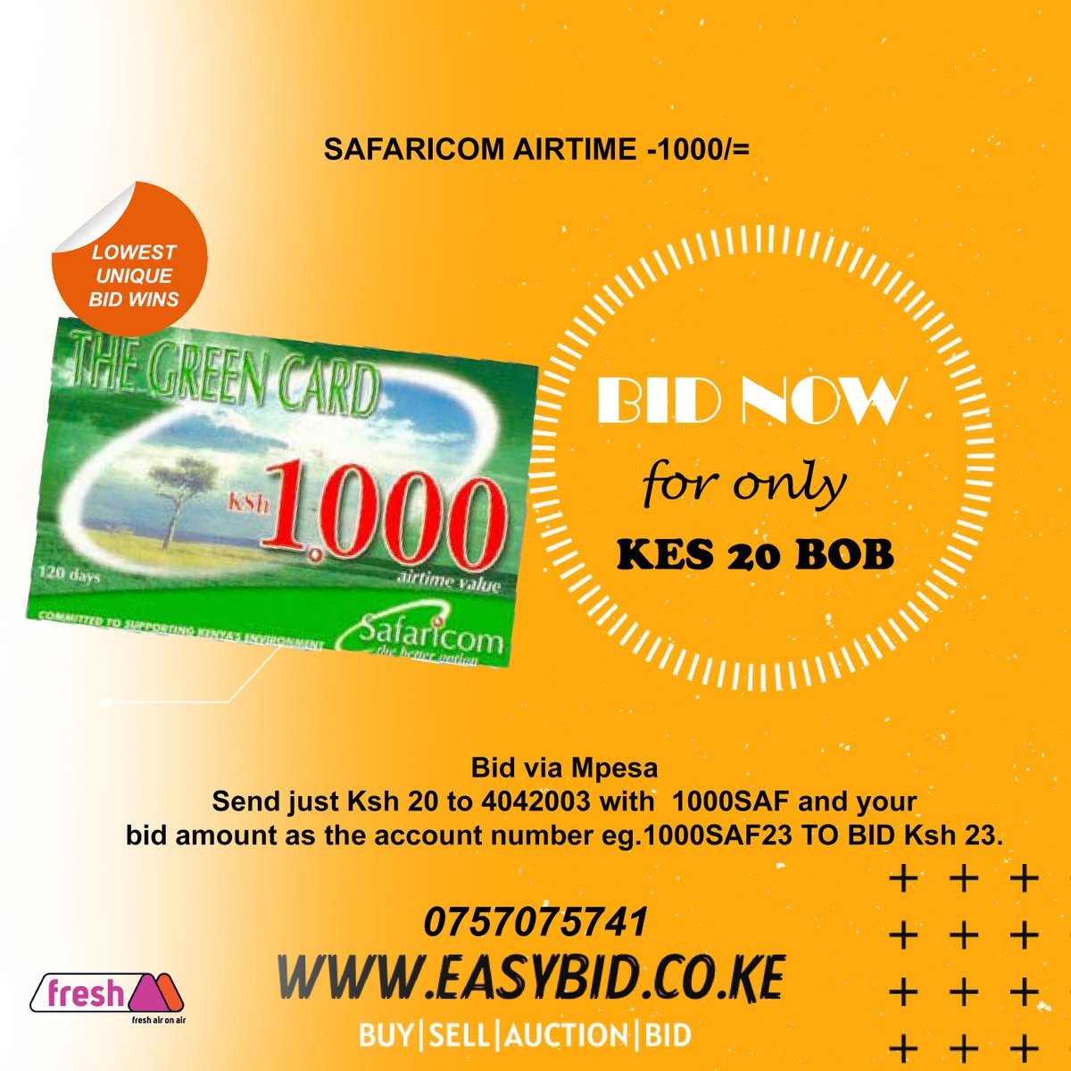 easy_bid's tweet photo. Jishikie Safaricom 1000
Bid via MPESA:r
Send just Ksh20 to 4042003 with SAF and your bid amount as the account number Eg SAF23 to bid Ksh 23.
Just login https://t.co/3RrE8J1D4L
Call/Text/WhatsApp 0757075741 https://t.co/e6veHq87Dv