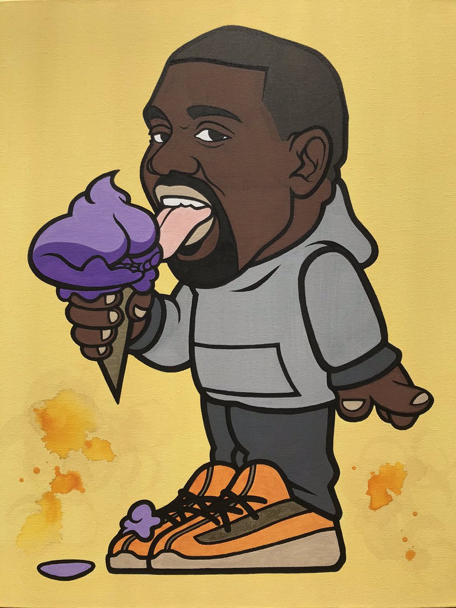 Drawn2Mike's tweet photo. “YE CREAM CONE” 24”x30” Mixed Media on Canvas. DM Inquires. #drawn2mike #pendletonartcentercincinnati #513artist #KanyeWest #kanye #ye #KimKardashian #yeicecreamcone #urbanart @kanyewest @KimKardashian @KimKanyeKimYeFC https://t.co/9kqJjJXZHz