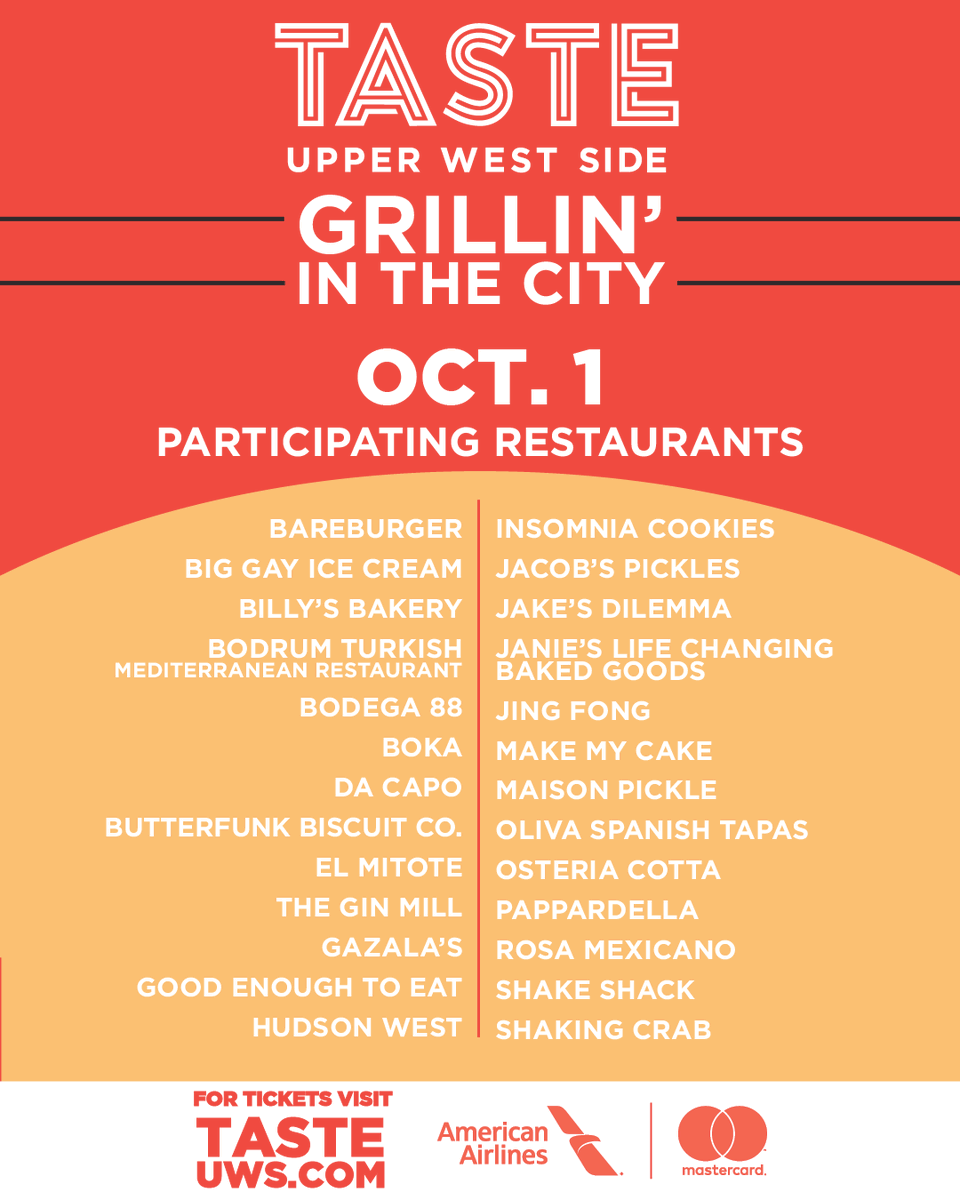TasteUWS's tweet photo. It's almost time to kick off #TasteUWS2021. Check out our lineup of restaurants throughout the weekend. Tickets are still available. https://t.co/WrTMRo67Zs https://t.co/yyPz9ee8YB