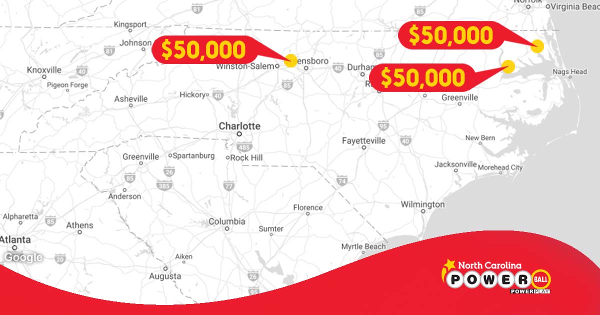 Three lucky #NCLottery players won $50,000 each in last night's Powerball drawing. The winning tickets were purchased at Speedway in #Edenton, Quality Mart in #OakRidge, and Duck Thru Food Store in #Camden. Congrats to the winners! https://t.co/Pl2z9Y9Zub