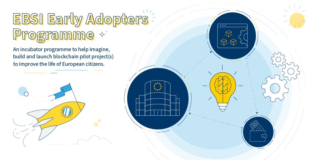 Alastria_'s tweet photo. #EBSI is surging ahead! In 2021, 22 projects will start developing their own #EUBlockchain #Pilot. These #EarlyAdopters can identify how to connect their systems, be part of an #EBSICommunity and collaborate together.🧑💻
🚀Learn more about this incubator: https://t.co/BQaC6pkExx https://t.co/AaVeejx9vK