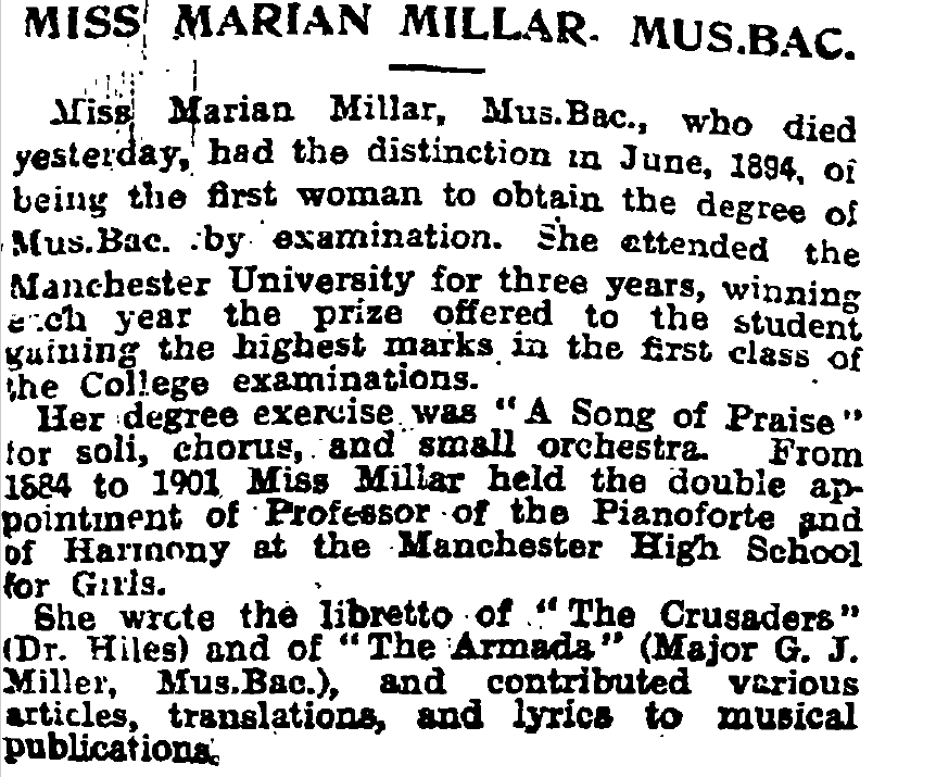 The first graduates of the course were Marian Millar and Thomas Lythgoe in 1894! Marian was the first woman to gain a taught Music degree from a British university👏