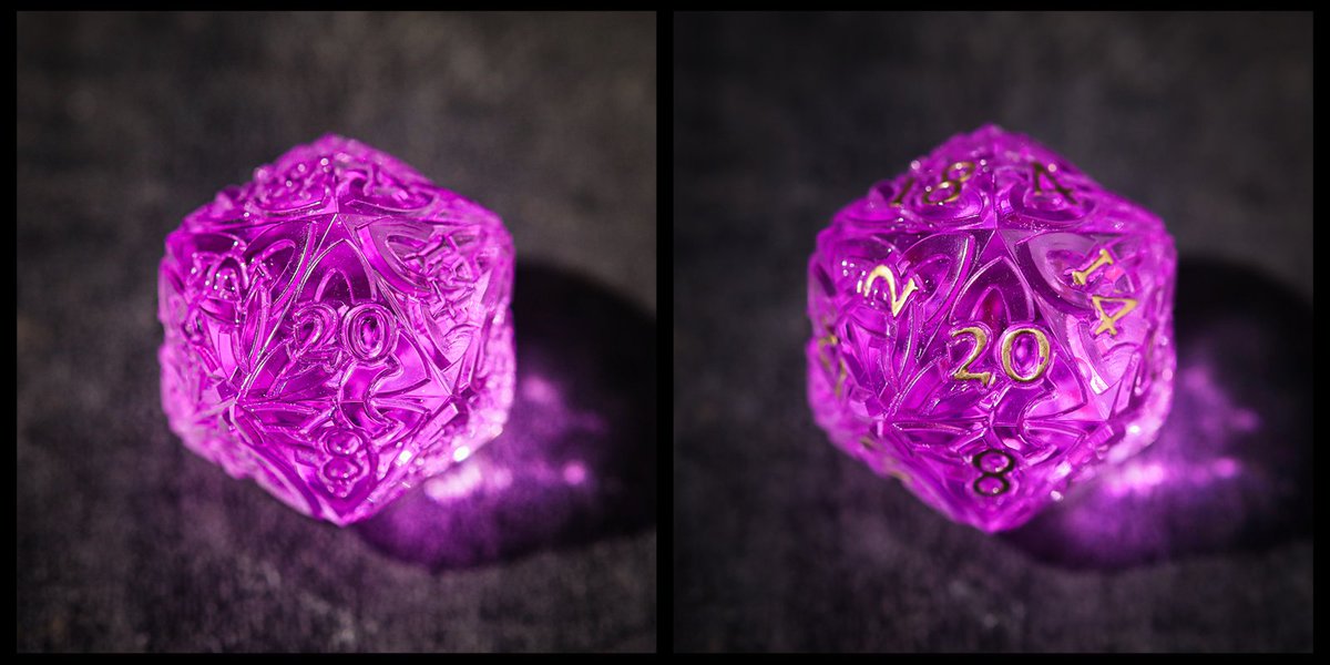 KakapopoTCG's tweet photo. The 4th and final “Crystal” Endless Dice #D20 in Purple (un-inked & inked).
So whose your favorite among all four?
https://t.co/lNGzXT4bvy
#endlessdice #resindice #dice #glassdice #shinydice #acrylicdice #dnd5e #shinyclickclacks #dnddice #dndbeyond #dicegoblin #diceporn https://t.co/7Cb0jdpQtH