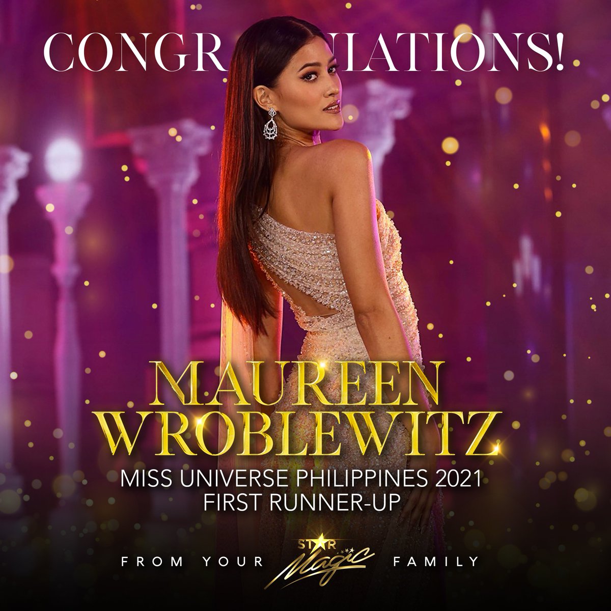 starmagicphils's tweet photo. What an exciting journey it has been for Asia's Next Top Model Season 5 winner and now, Miss Universe Philippines 2021 First Runner-Up Maureen Wroblewitz! Your whole Star Magic family congratulates you, @MauWrob!

#MissUniversePhilippines
#TatakStarMagic https://t.co/LxPTMQ08ry