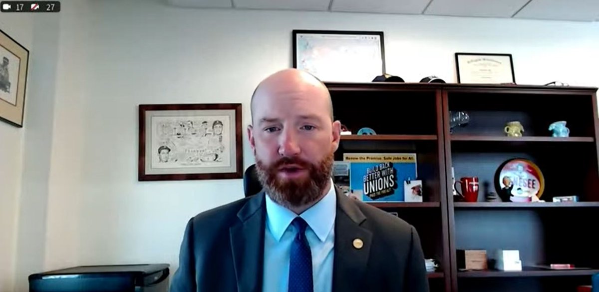 TTDAFLCIO's tweet photo. TTD president Greg Regan before @TransportDems: Frontline transportation workers are and always have been essential but the pandemic shined a new light on what that really means. #EssentialAlways https://t.co/zDtLEHhBWw