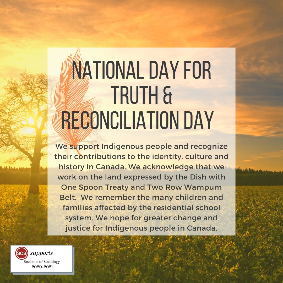 SOSatUTSC's tweet image. Hi folks,
We support Indigenous people and recognize their contributions to the identity, culture and history in Canada. We remember the many children and families affected by the residential school system. We hope for greater action and truth for Indigenous people in Canada.