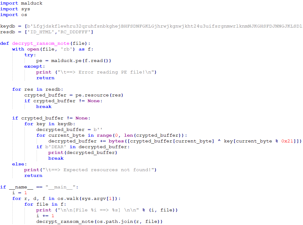 r3c0nst's tweet photo. I build a small repository containing Python scripts mainly written for malware research purposes. The intend is to help students to get a better understanding how malware related tasks can be automated. More updates soon. Enjoy! https://t.co/PSdUBhDAx9 #Malduck #Malware #DFIR https://t.co/5rL6t8kTEQ