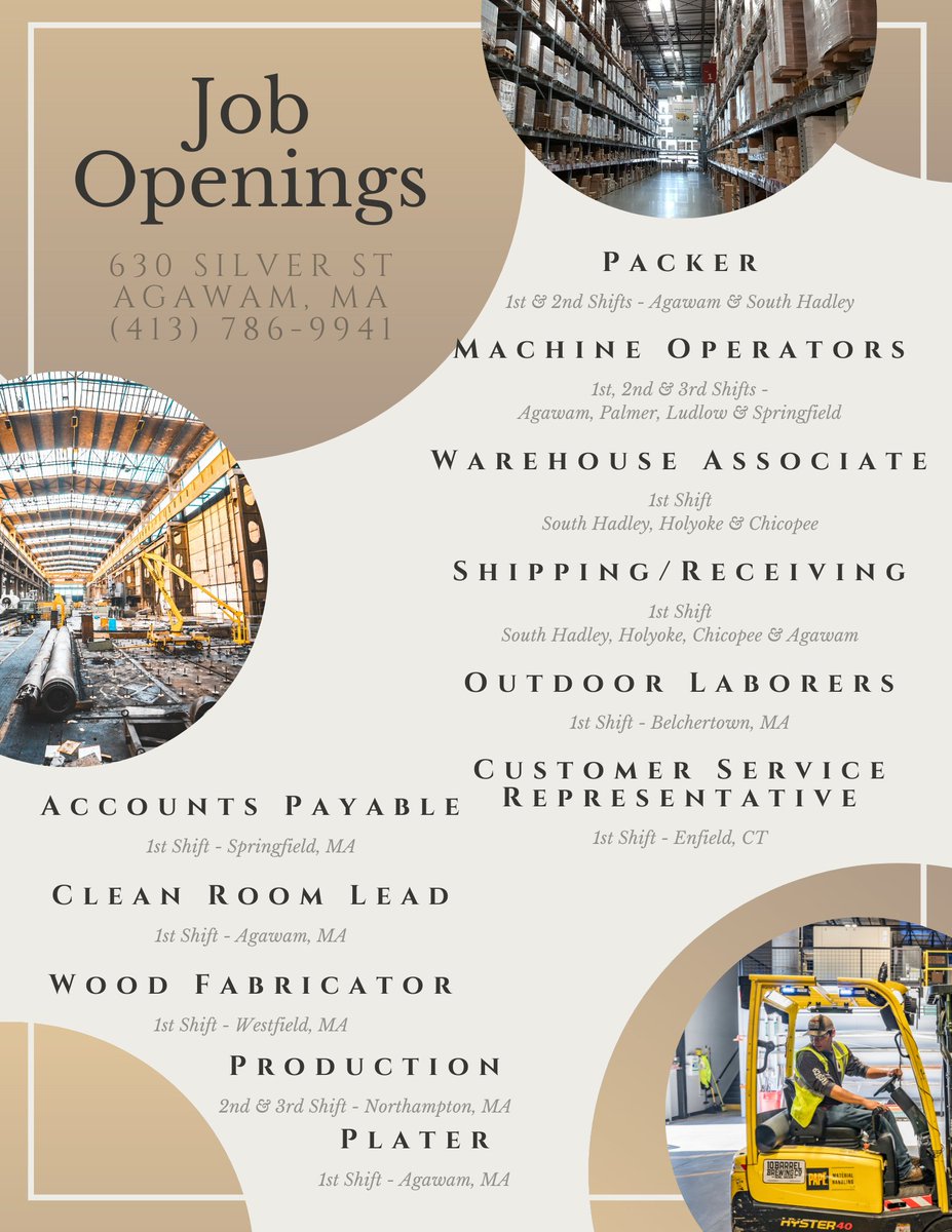 ReliableTemps's tweet image. We're #hiring ! Call our Agawam office today at 413-786-9941 for more information! #JobAlert #manufacturing