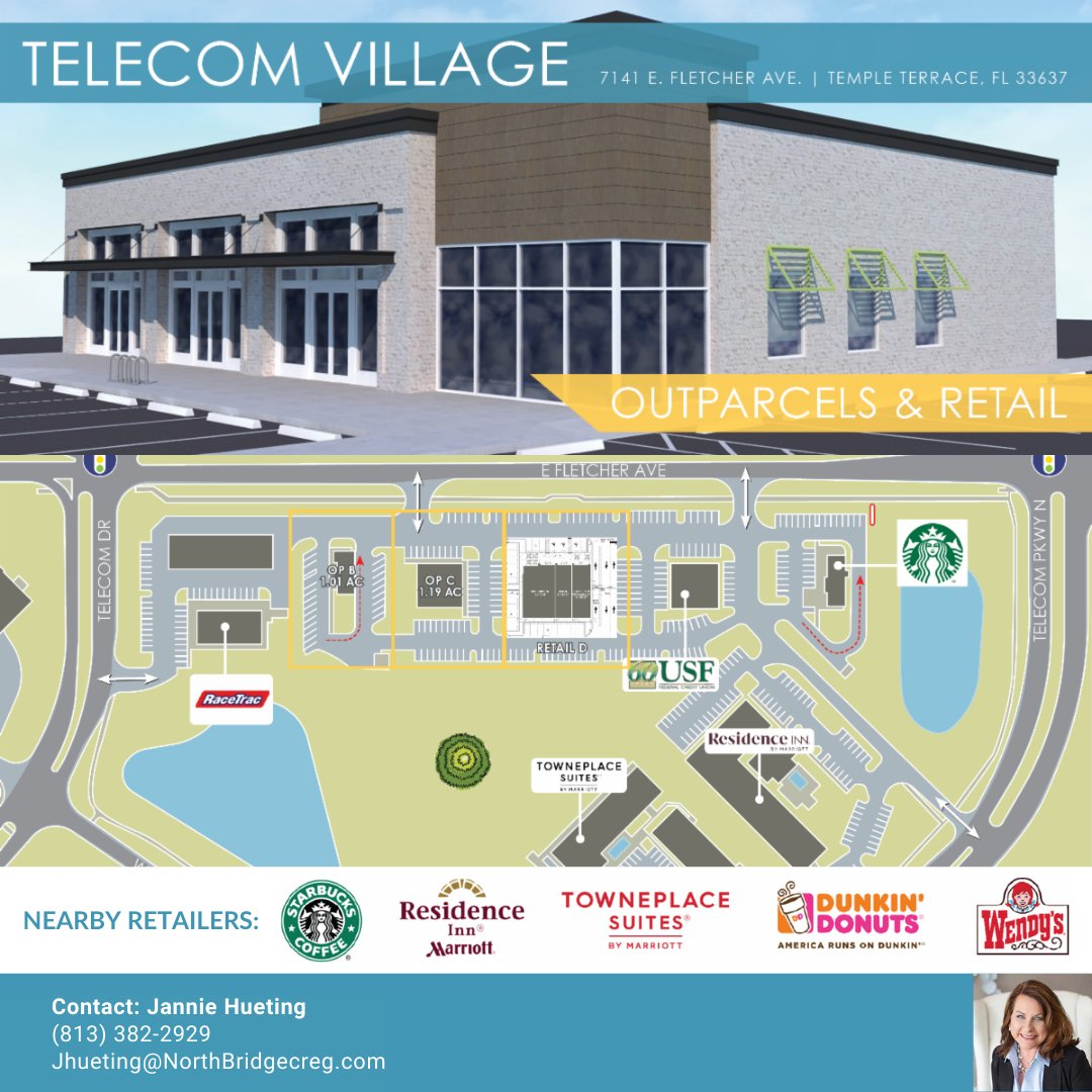 Telecom Village - Outparcels & Retail Space Available ✨

New Retail Center with spaces ranging 1,540-6,407 SF Available

Need more details? Visit: bit.ly/37Jf7I3 

#templeterrace #templeterracefl #floridacommercialrealestate #commercialrealestateforsale #tampa