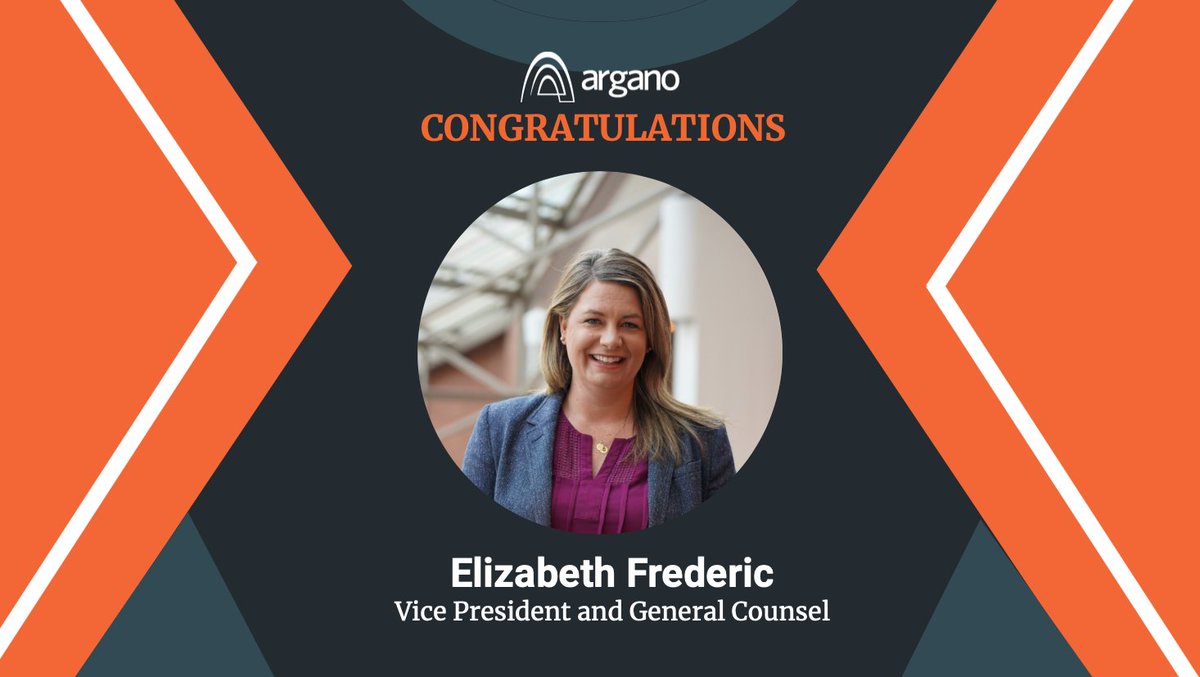 We are pleased to announce that Elizabeth Frederic has joined the @ArganoX platform as Vice President and General Counsel. We are thrilled to welcome another strong, experienced leader to our team! bit.ly/2ZmCmGh

#Argano #WeAreArgano #DeepTransformation #Announcement