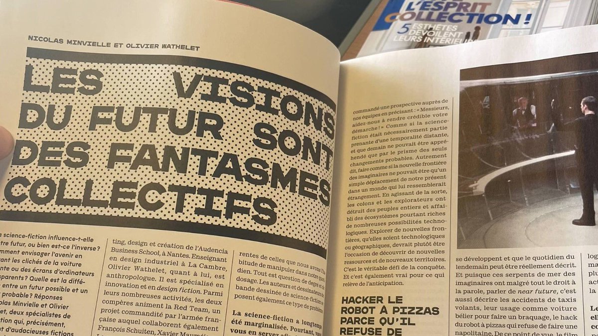 #Presse - La Science-fiction influence-t-elle notre futur, ou est-ce l’inverse ? Comment envisager l’avenir en
évitant les clichés de la voiture volante ou des écrans d’ordinateurs transparents ? Réponses de <a href="/Nicolasminv/">Nicolas Minvielle</a> et <a href="/OlivierWathelet/">OlivierWathelet</a> pour le retour de <a href="/_MetalHurlant/">Métal⚡Hurlant</a> !