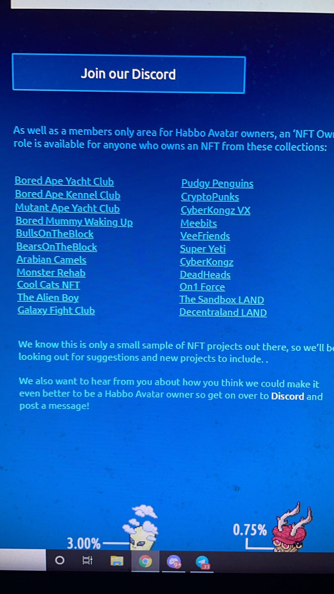 If you ever played #habbo hotel why are you sleeping on Habbo Avatars?

They already have a social metaverse built, proven record and almost 300m users..

Already looking into playtoearn. 

Also have a list of projects they will support.

Wake up! 

#NFTCommunity #PlayToEarn #p2e