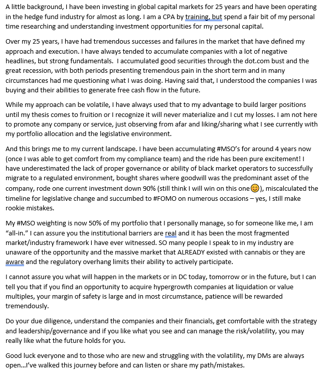 anfantasia's tweet photo. There is a lot of progress on the horizon, it may not come today or as quickly as we'd like, but the train has left the station. Patience will be rewarded IMO. 
$MSOS $TCNNF $CRLBF $GTBIF $CURLF $VRNOF $TRSSF $VRNOF $CXXIF $ITHUF https://t.co/DFUhZOWrWS