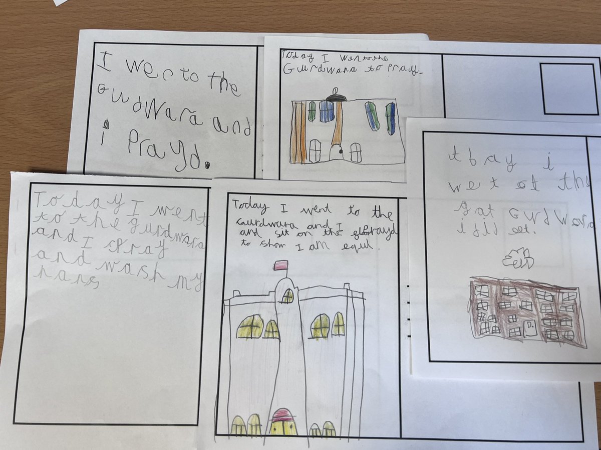 FourfieldsMissJ's tweet photo. So proud of Kingfishers class for their understanding of Sikhism and their postcards from our ‘trip’ to the Gurdwara! https://t.co/3scqg5UTvW