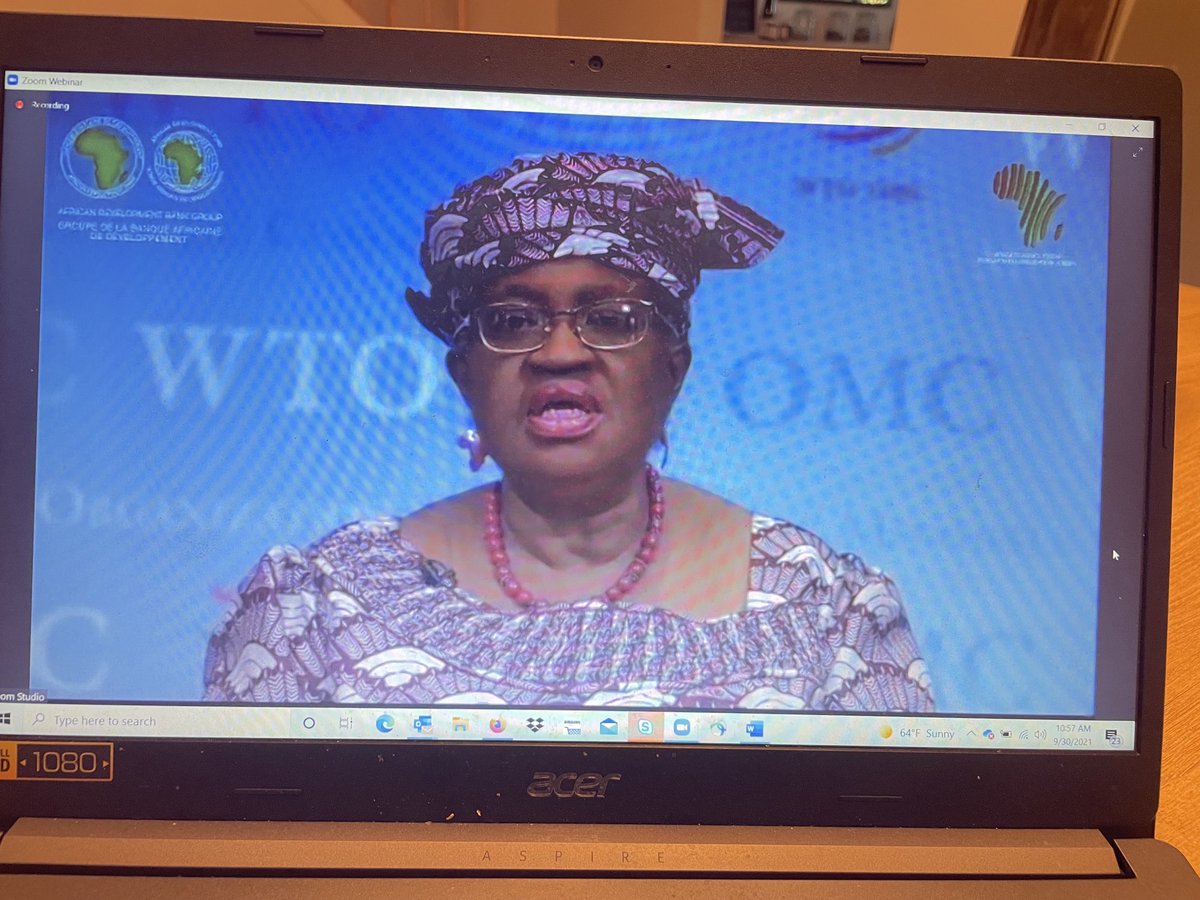 oagborsangaya's tweet photo. ⁦@NOIweala⁩ speaking now to set the scene for discussion on how to harness Afcta for leaving no one behind ⁦@AfDB_Group⁩ #ResilientAfrica2021 with ⁦@LandrySigne⁩ and others ! https://t.co/EXwrHXqwxW