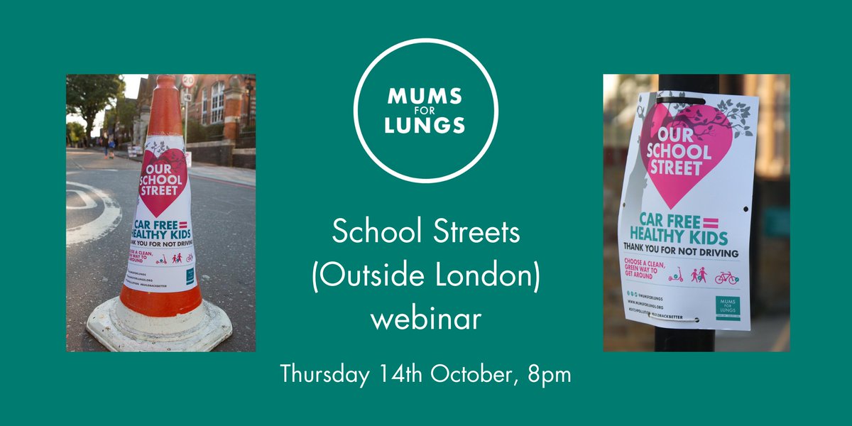 Please join us for our next #SchoolStreets webinar - for those of you outside London who would like to know how to start one at your school. School Streets expert @SustransJenny will be giving us her insights! Thurs 14th Oct at 8pm. #AirPollution bit.ly/2ZGLzJX