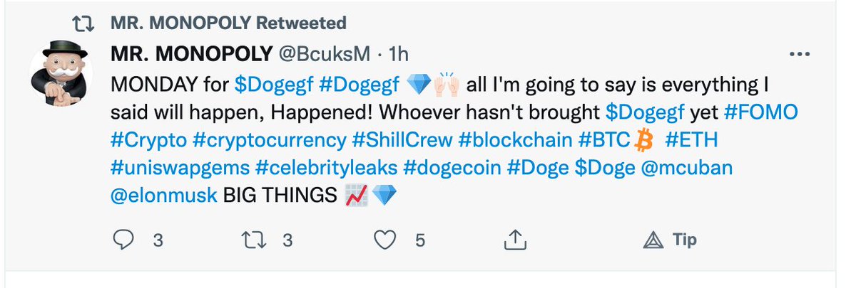 SCryptonanda's tweet photo. @1goonrich Hey, we missing @1goonrich magic touch over at $DogeGF, but then we be climbing all night! Early yet! Mr. Monopoly @BcuksM agrees! #DogeDF broke 2! Less than 1400 holders! https://t.co/L25UqLC6pv