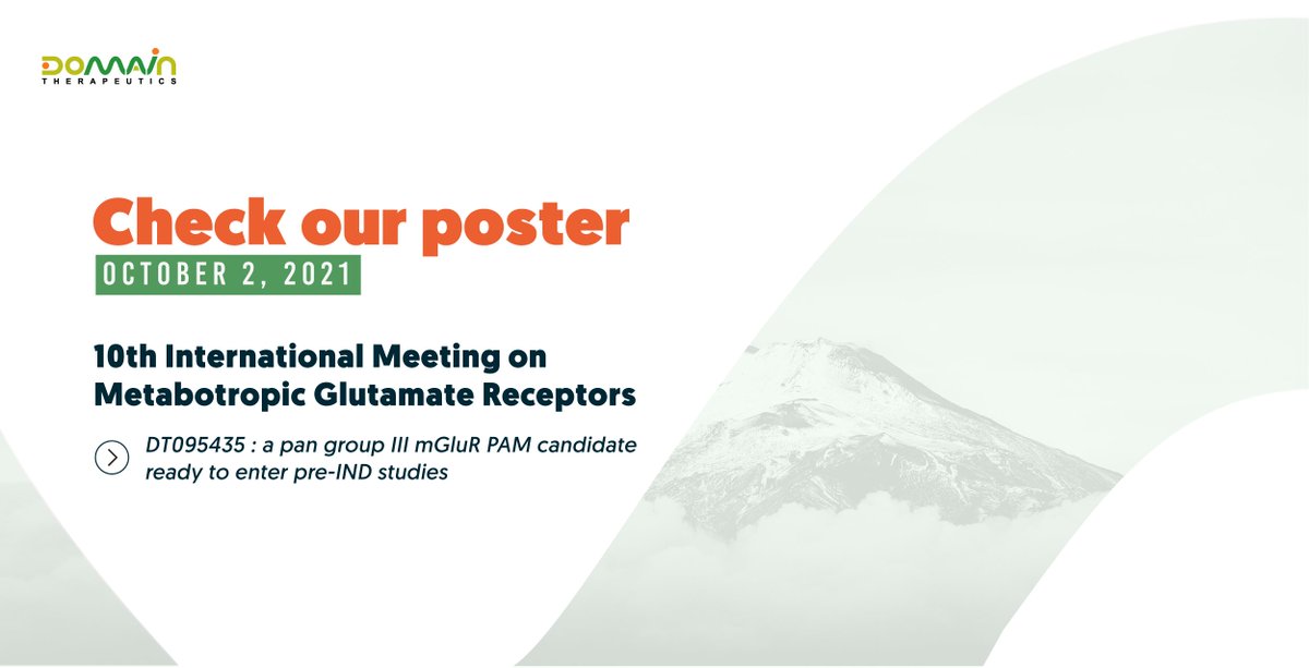 On Oct 02, we'll display a #poster at the International Meeting on #mGluR !
Discover how <a href="/DOMAINtx/">Domain Therapeutics</a> mGluR 4/7/8 PAM candidate constitutes an upgrade from Foliglurax &amp; a promising therapeutic option vs Parkinson's disease.
#Drugdiscovery #Biotech #Biopharma #Poster #CNS #GPCR