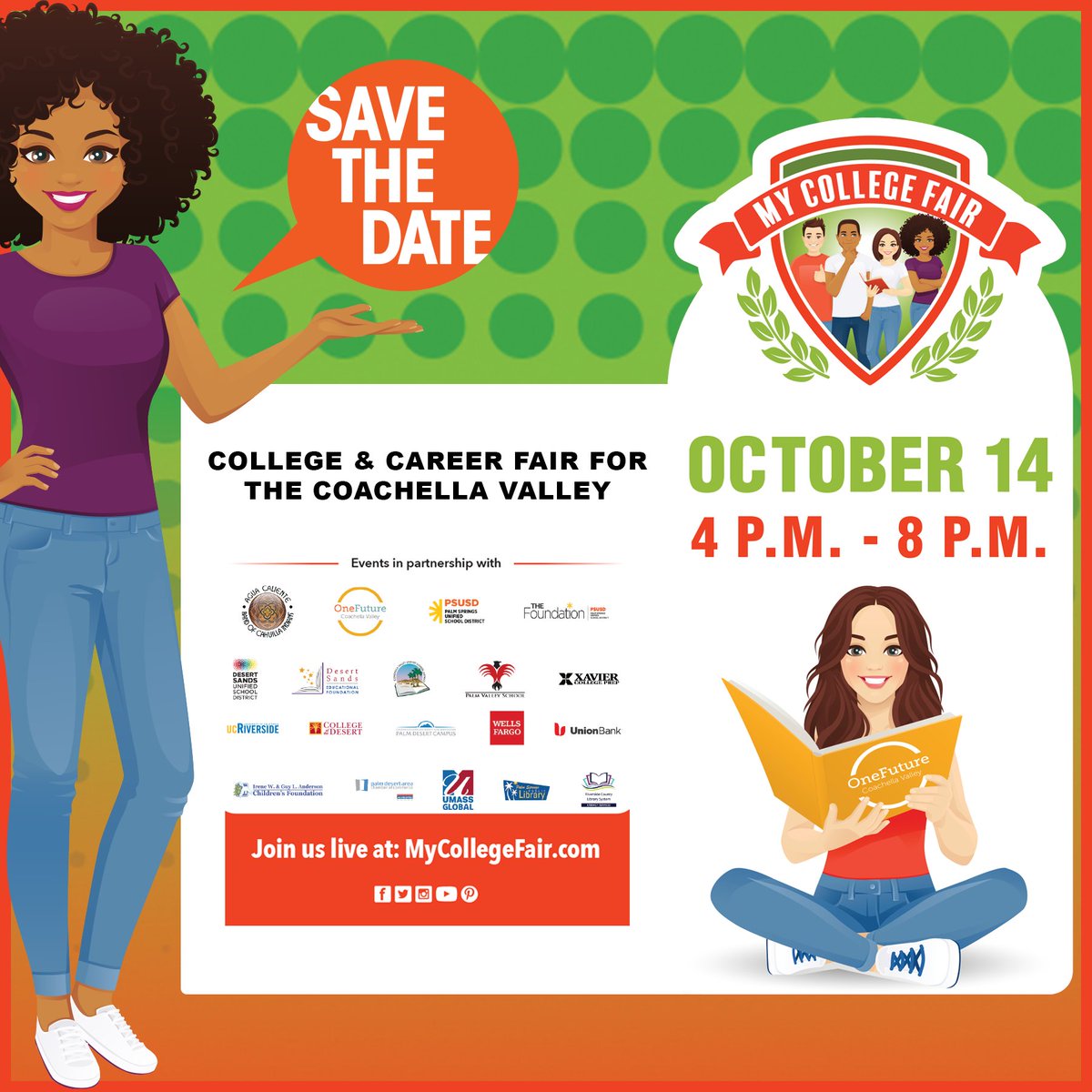 CollegeCareerDS's tweet photo. The Regional College and Career Fair is now virtual! 4-8 p.m. Oct 14, 2021. Reserve your spot today at: https://t.co/uK3wNc88a6 #Mycollegefair #College #Career #CollegeFair #CareerFair #NextThinkBig #Virtual https://t.co/JyheYvoLf3