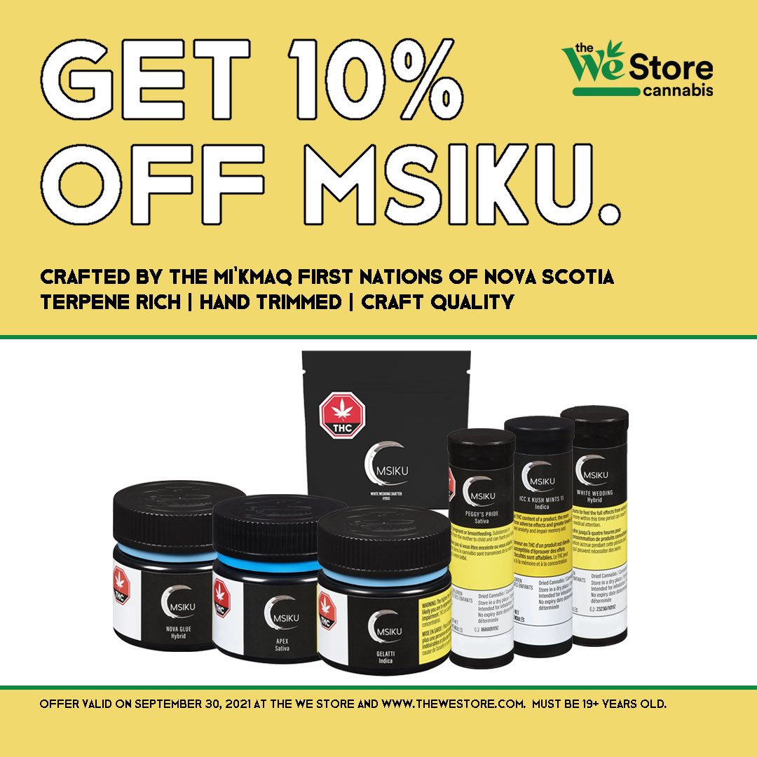 WE at the WE Store believe in supporting EVERYONE, including our First Nations. TODAY ONLY we will be offering 10% off ALL MSIKU Products. Bring in your Indian Status Card and ADDITIONALLY SAVE THE TAX!  MSIKU is a majority run Mi'kmaq nations company!
