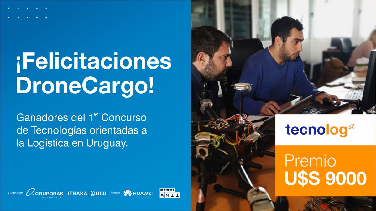 Luego de un reñido final, el premio TECNOLOG quedó en manos de DroneCargo. Todas las propuestas presentadas fueron sumamente profesionales. 
El Uruguay innovador es posible.

<a href="/UCUoficial/">Universidad Católica</a> <a href="/CentroIthaKa/">Centro Ithaka</a> <a href="/ANIIuy/">ANII - Uruguay</a> <a href="/LATU_uy/">LATU</a> <a href="/UTU_Uruguay/">UTU</a> <a href="/RubenAzarS/">Ruben Azar</a>