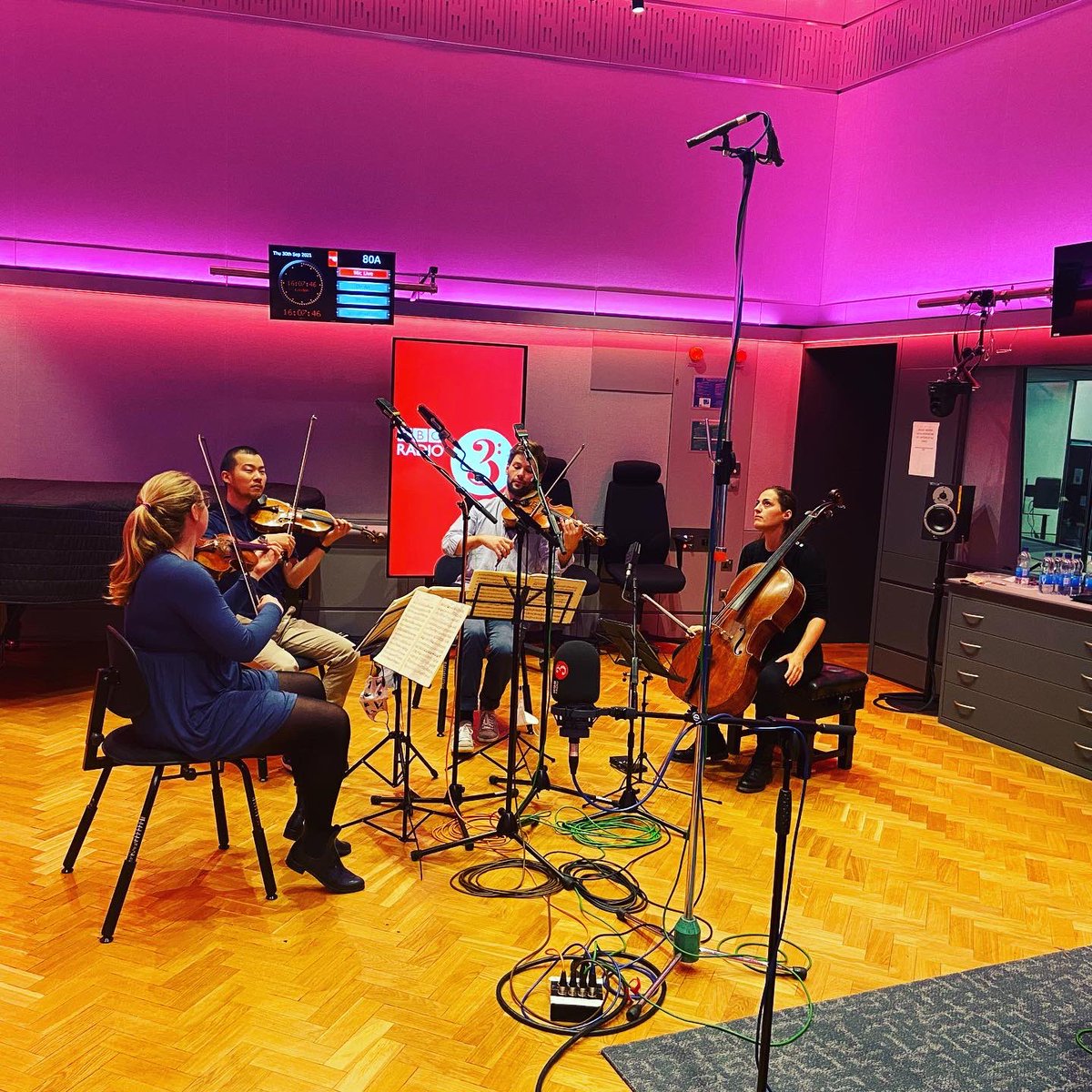 Really enjoyed playing on <a href="/BBCInTune/">In Tune BBC Radio 3</a> for the first time today with our crazy <a href="/BarbicanQ/">Barbican Quartet</a> 🥳🥳

Thanks for having us for a little chat about our start at <a href="/guildhallschool/">Guildhall School of Music & Drama</a> and upcoming concerts at <a href="/2MoorsFestival/">Two Moors Festival</a> and @instrumentfonds (and about our instruments…! 🥳) <a href="/BBCRadio3/">BBC Radio 3</a>