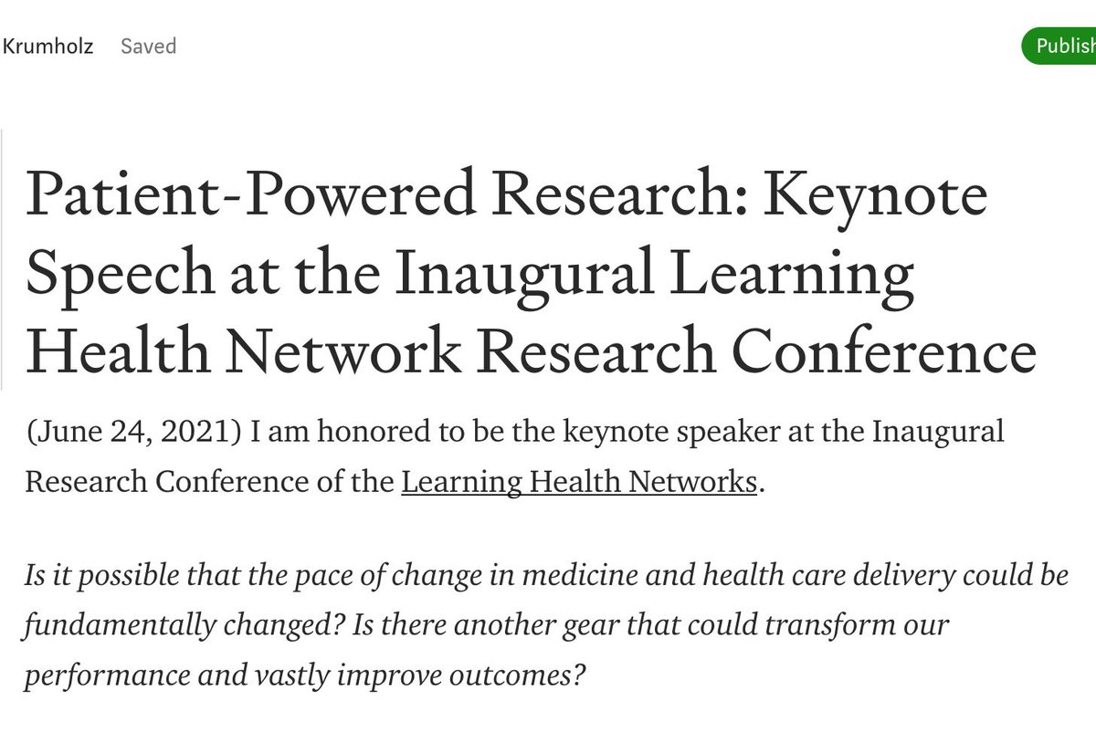 Harlan Krumholz (@hmkyale) on Twitter photo Wanted to share my keynote from #LearningHealthNetworks on #patientpoweredresearch.
<a href="/PeterAMargolis/">Peter Margolis</a> #LearningHealthNetworks #HealthierTogether #BetterOutcomes
<a href="/LearningNetwrks/">Learning Health Networks</a> <a href="/TheLizArmy/">Liz Salmi</a> <a href="/SusannahFox/">Susannah Fox</a> @PaulWicks <a href="/YaleSPH/">Yale School of Public Health</a> <a href="/TheIHI/">Institute for Healthcare Improvement (IHI)</a> @yaleMed <a href="/gliomaregistry/">Low Grade Glioma Registry</a> harlan-krumholz.medium.com/patient-powere… Wanted to share my keynote from #LearningHealthNetworks on #patientpoweredresearch.
<a href="/PeterAMargolis/">Peter Margolis</a> #LearningHealthNetworks #HealthierTogether #BetterOutcomes
<a href="/LearningNetwrks/">Learning Health Networks</a> <a href="/TheLizArmy/">Liz Salmi</a> <a href="/SusannahFox/">Susannah Fox</a> @PaulWicks <a href="/YaleSPH/">Yale School of Public Health</a> <a href="/TheIHI/">Institute for Healthcare Improvement (IHI)</a> @yaleMed <a href="/gliomaregistry/">Low Grade Glioma Registry</a> harlan-krumholz.medium.com/patient-powere…