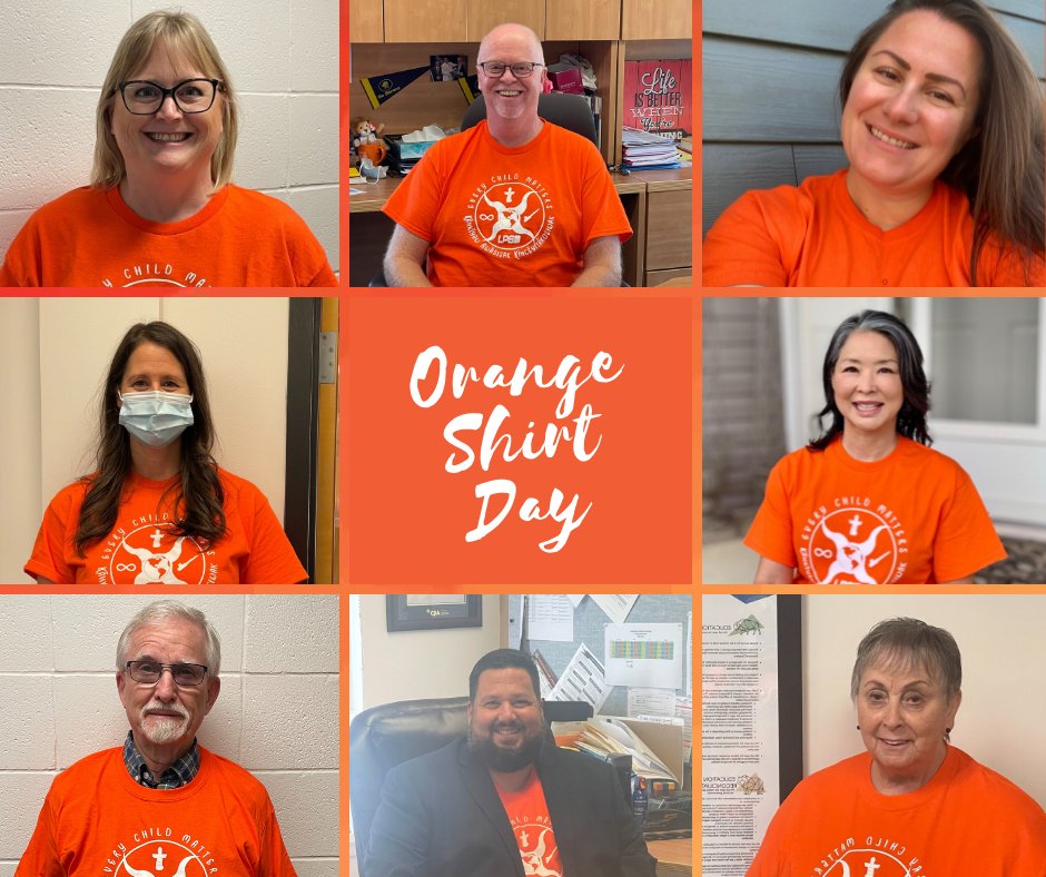 LloydPublic's tweet photo. The Board of Directors, Leadership Team &amp; Division Office staff participated in Orange Shirt Day.  Orange Shirt Day is part of a larger movement in the country to provide an opportunity to unite in a spirit of reconciliation and hope for future generations. https://t.co/O7MEbJnzcA