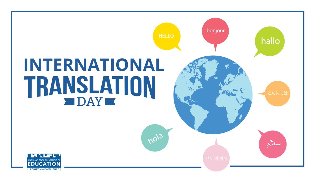 MdPublicSchools's tweet photo. In honor of #InternationalTranslationDay, MSDE celebrates Maryland's school staff, interpreters and translators who help facilitate communication for our students and their families. Thank you for your work! https://t.co/9I5sl5oxgO
#BetterTogether #UnitedinTranslation https://t.co/wAPL5h7FFF