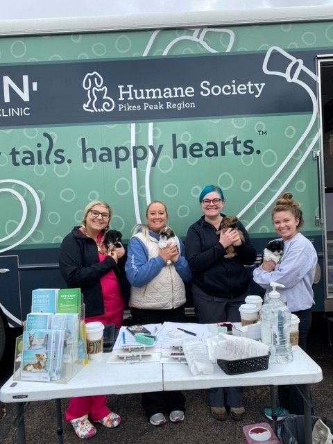 The Wellness Waggin' rides again! Our awesome mobile veterinary staff today with some pawsome pups we vaccinated! Click here to see available dates through October in Pueblo and Colorado Springs: bit.ly/354t94L #HappyTailsHappyHearts #pets #vaccines #checkup
