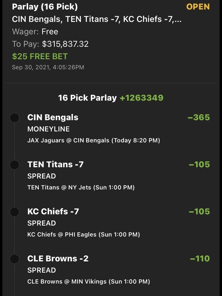 Pickswise on Twitter "Biiiig NFL parlay 25 free bet for a shot at