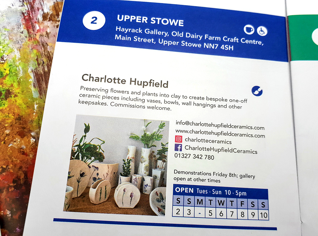 We are delighted to be featuring the fabulous ceramics of <a href="/CHCeramics/">Charlotte Hupfield</a>, as part of the <a href="/Arts_SN/">South Northants Arts</a> art trail which starts on Saturday. Charlotte will be in the gallery on Friday 8th, demonstrating some of her techniques as she works on her very latest pieces. <a href="/OldDairyFarmNN7/">Old Dairy Farm NN7</a> #odf35