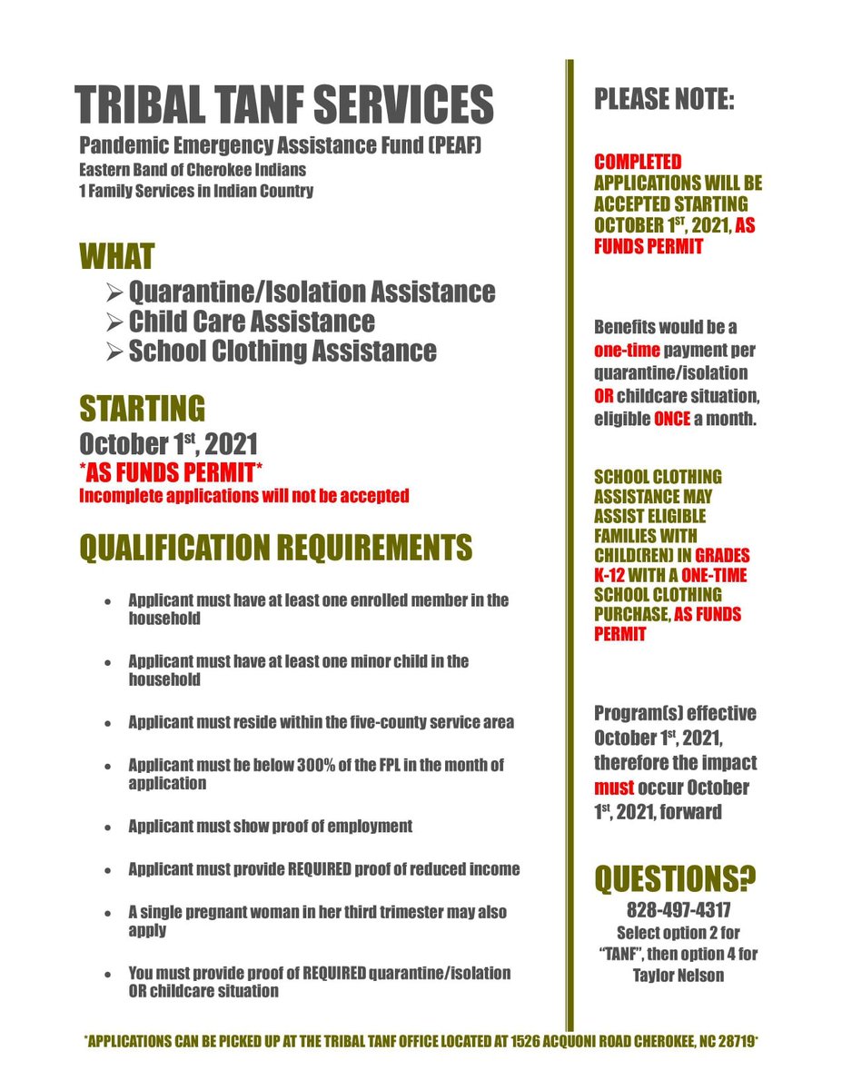 EBCI PHHS on Twitter "Pandemic Emergency Assistance Fund (PEAF