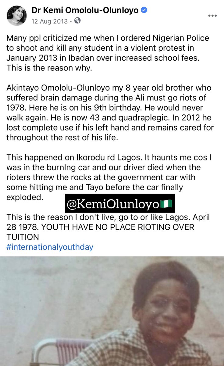 drkemiofnigeria's tweet photo. My brother Akintayo Olunloyo who suffered injuries alongside me in the 1978 #AliMustGo riots DIED 48 hrs ago. I just found out online. No member of my family could even notify me. I will be offline until further notice to mourn his passing. Pls read clips below💔 https://t.co/ETeqNQX5k7