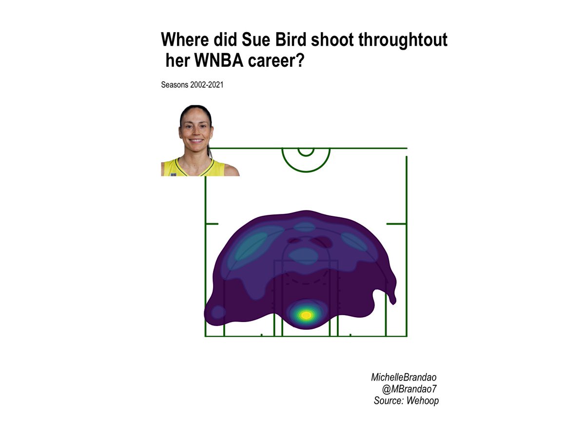 MBrandao7's tweet image. I am all about the "one more year" for the goat @S10Bird. Here is where she shot throughout her WNBA career . not surprised by that midrange spot 💰 @WNBA