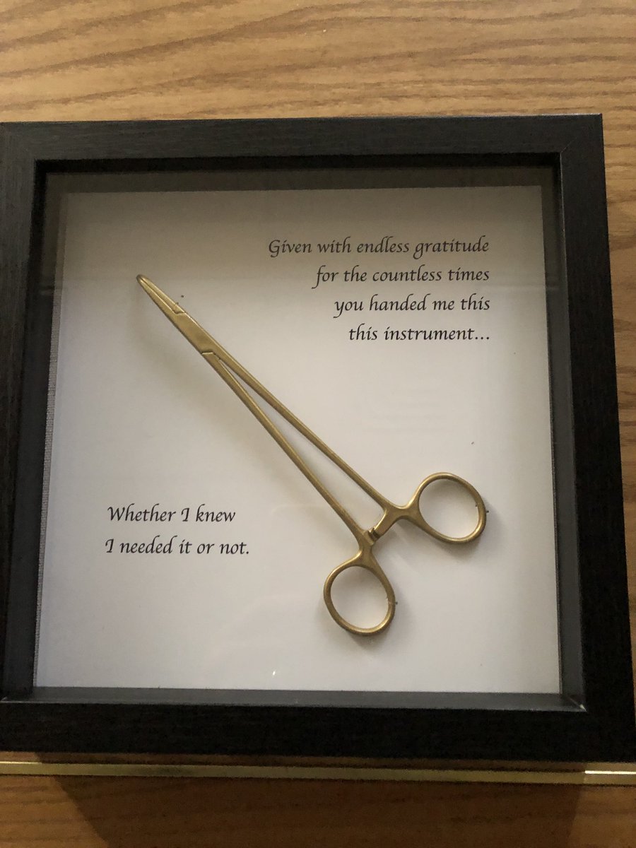 The end of an era here <a href="/umassmemorial/">UMass Memorial Health</a> - after 31 years, Elly, my favorite surgical tech, is retiring. I had to give her a little something to remember me by. The OR won’t be the same without her. <a href="/jendavidsmd/">Jennifer Davids, MD</a> <a href="/KarimAlavi/">Karim Alavi</a> <a href="/justinmaykel/">Justin Maykel</a> <a href="/TsengJennifer/">Jennifer F Tseng MD MPH</a>