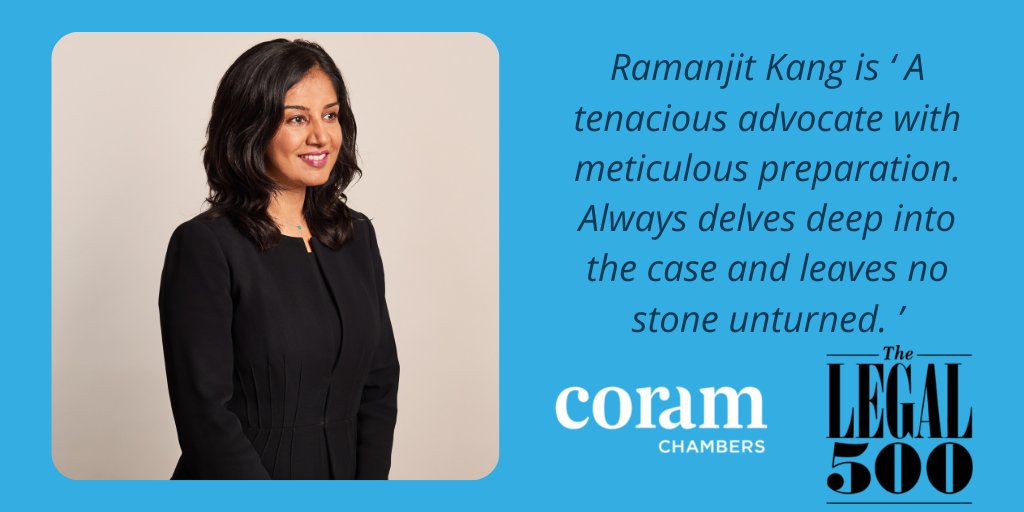 CoramFamilyLaw's tweet image. Congratulations to Ramanjit Kang for being ranked as a Leading Junior in Children Law (Including public and private law) 👏🏾

@noble_lawyer #L500UK2022