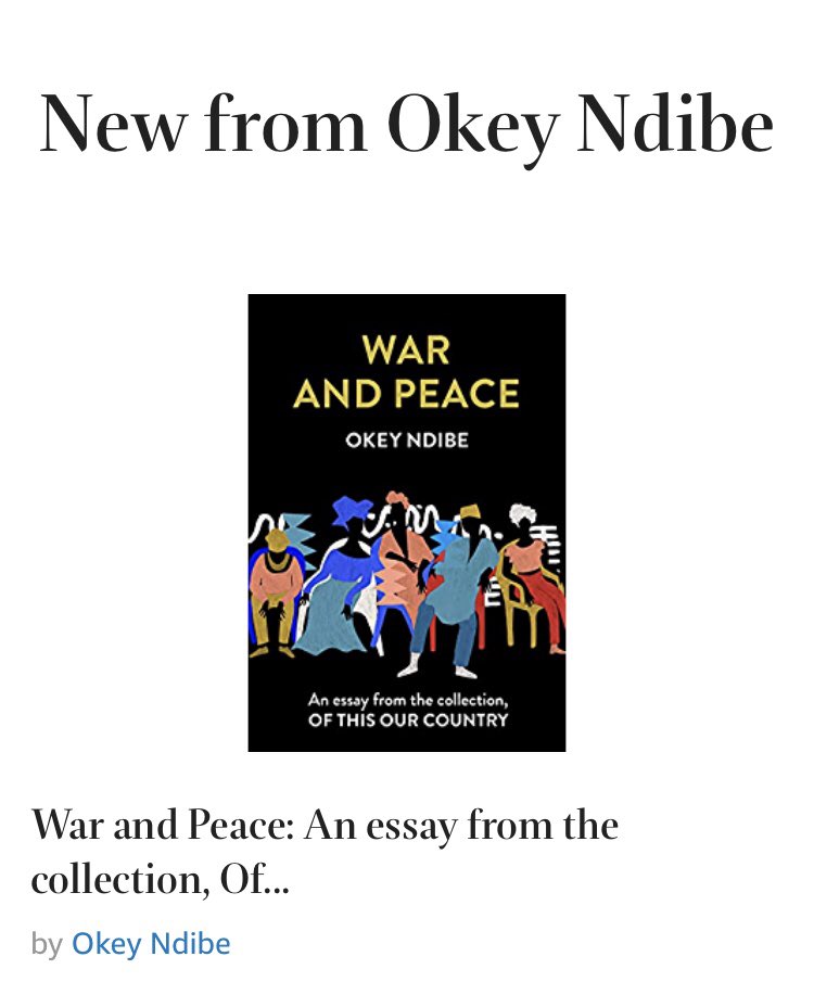 _TheNewMind's tweet image. Placed an order months ago for a copy for #OfThisOurCountry. Just found out Beloved Father, Prof. Okey Ndibe contributed an essay to the work.
Can’t wait!